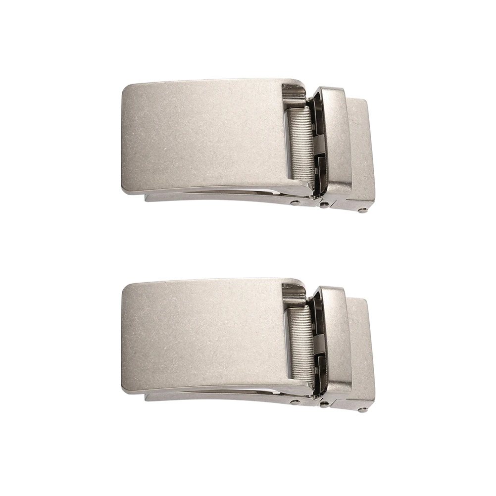 

2pcs Men'S Belt Buckles Alloy Automatic Buckle Ratchet Belt Accessories Silver Easy Adjust Formal Wear Durable