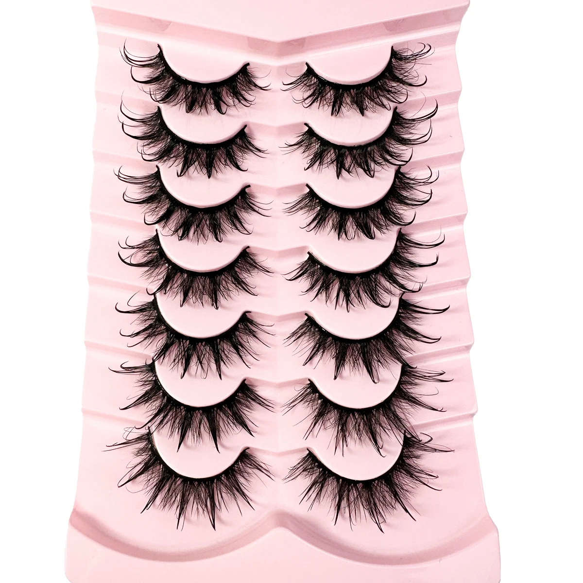 2/7 nasse falsche Wimpern, flauschige Feen-Manga-Katzenwimpern, 3D-Katzenaugenwimpern, künstliche Wimpern, natürliche lange Vollstreifenwimpern, geflügelte