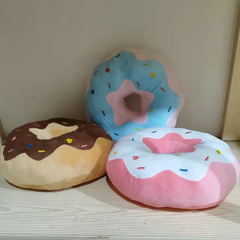 38/58cm Cushion Head Pillow Empty Donut Plush Pillow Like Real Fantastic Ring Shaped Food Plush Soft Creative Seat