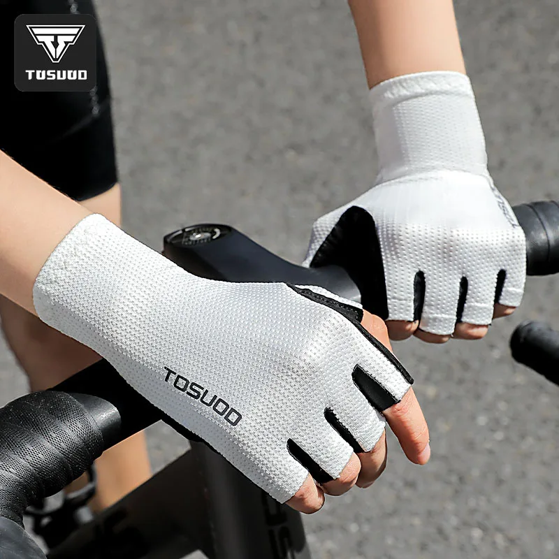 TOSUOD Stylish Women's and Men's Half-Finger Cycling Gloves for Road Bikes and Mountain Bikes - ST48, Ideal for Summer Rides.