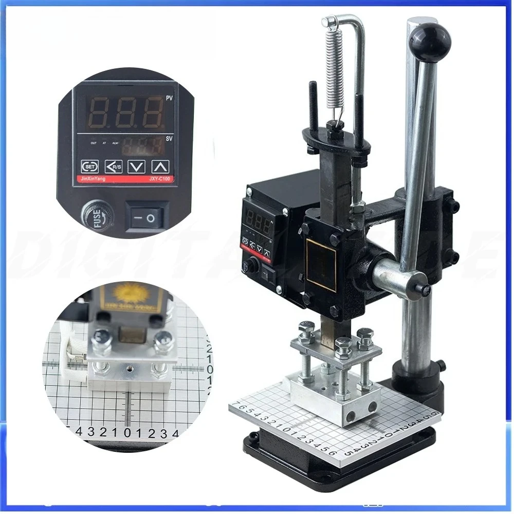 Hot Foil Stamping Machine Manual Leather Wood Letters Heat Press Embossing Machine Trademark Imprinting Change Letters Rapidly