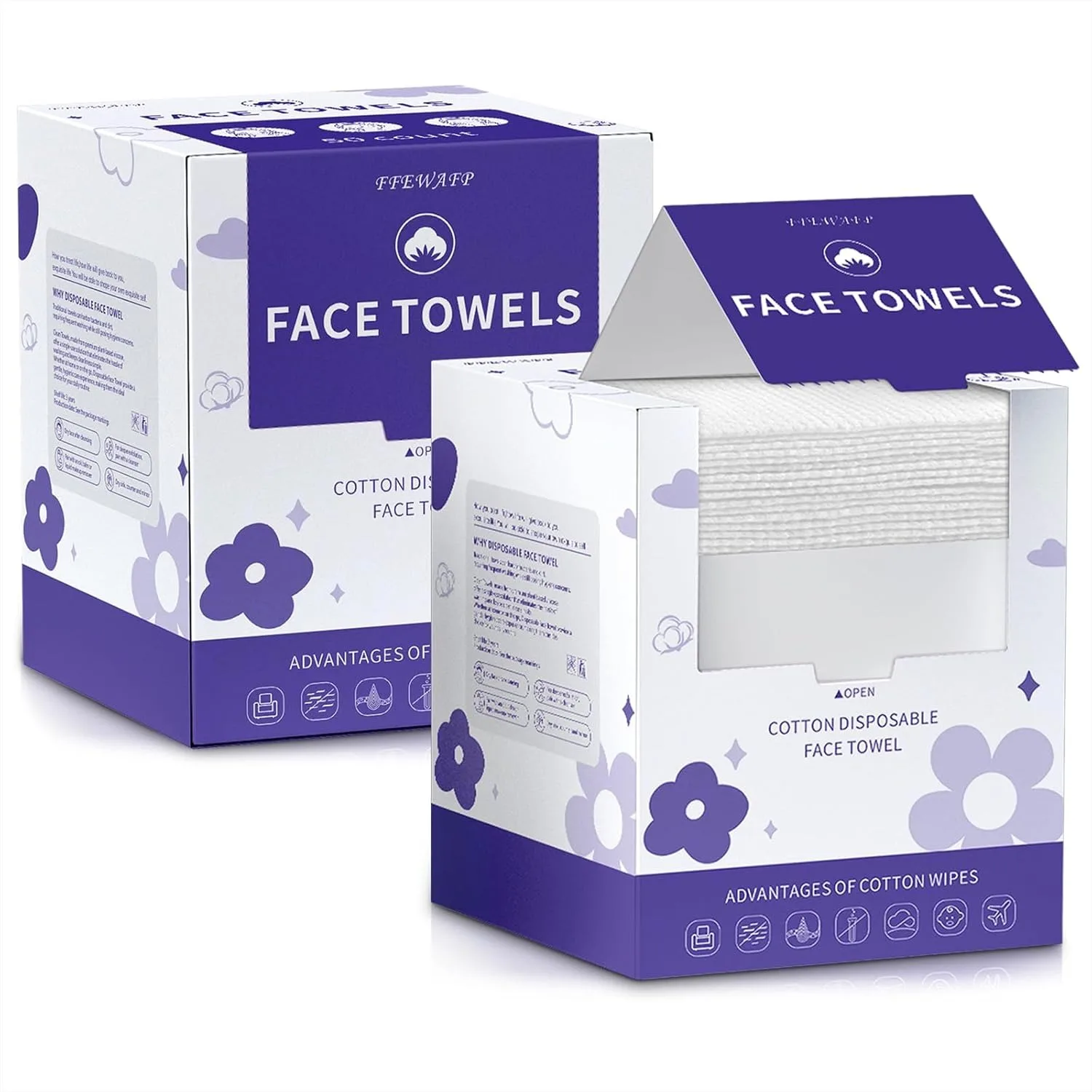 

Disposable Face Towels 100 Count, Soft Cotton Dry Wipes for Makeup Removal and Facial Cleansing with Double-Sided Design