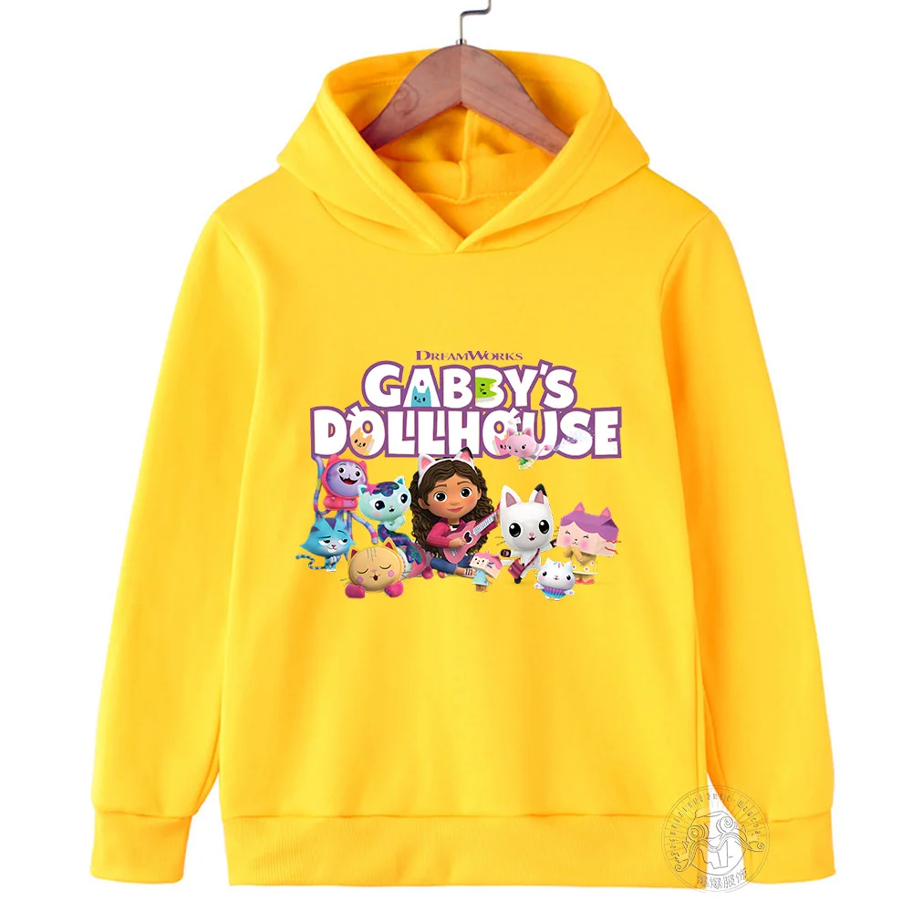 Kids Gabby Cats Hoodie Preschool Gabby Doll House Clothing Boys\' Baby Long sleeved Sweatshirt 2023 Winter Children\'s Wear