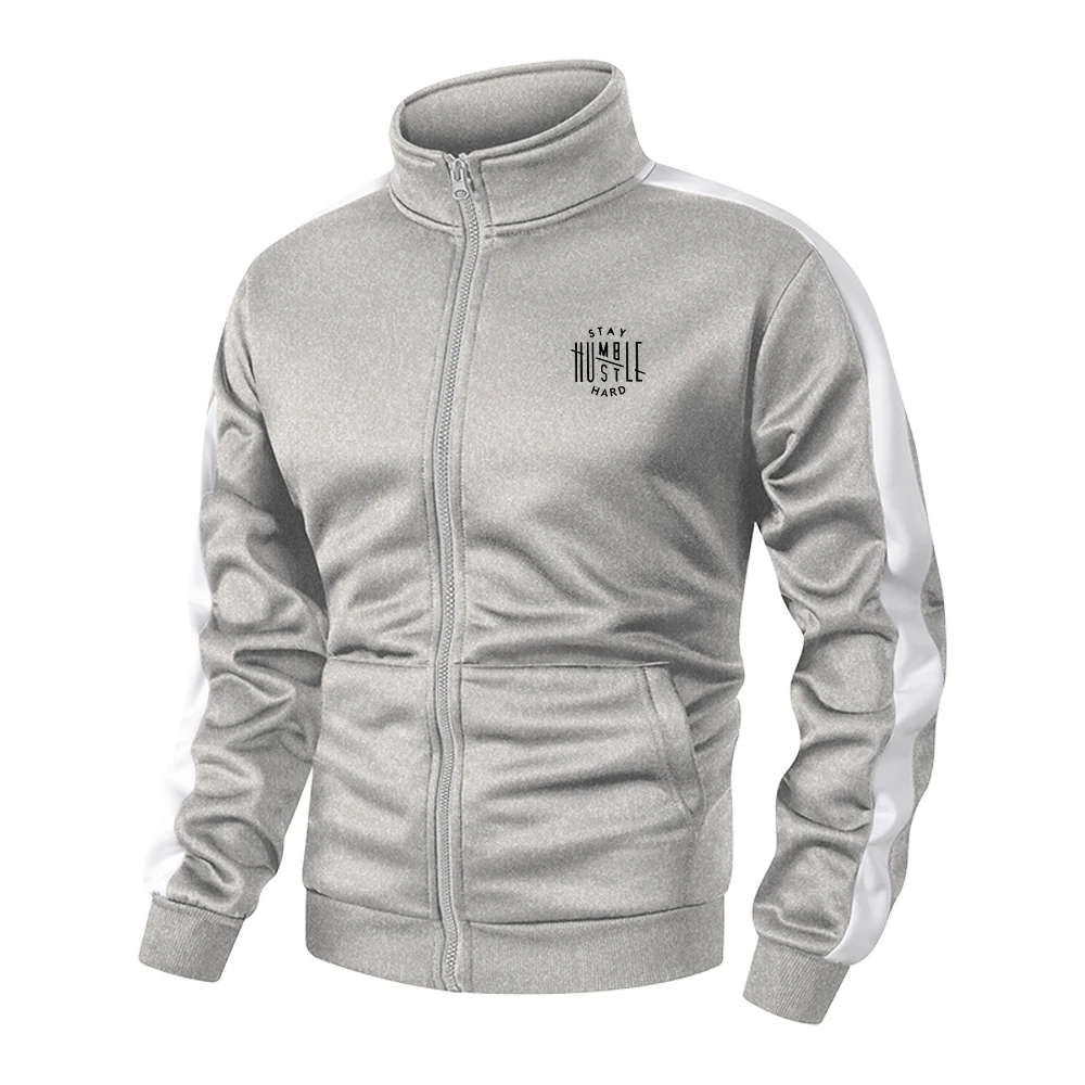 Men's Graphic Print Stand Up Collar Zip Up Jacket Suitable For Spring And Autumn Outdoor Running Fitness Training Sportswear