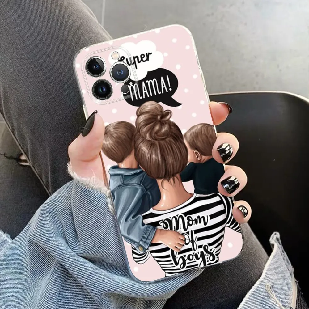 Fashion Super Mama Mom Dad Phone Case for iPhone 15 8 7 6 6S Plus X SE 2020 XR XS 14 11 12 13 Mini Pro Max Mobile Case