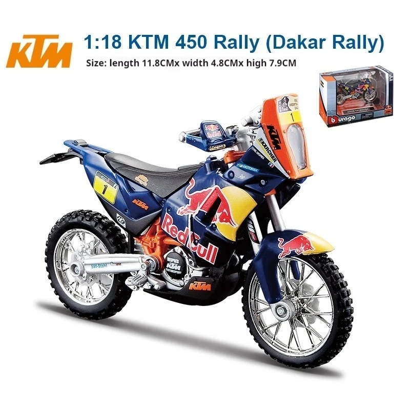 Bruago 1:18 Red Bull 450 Rally Racing Die Cast Metal Alloy Car Model Collection Decoration Boy Racing Motorcycle Toy Gift