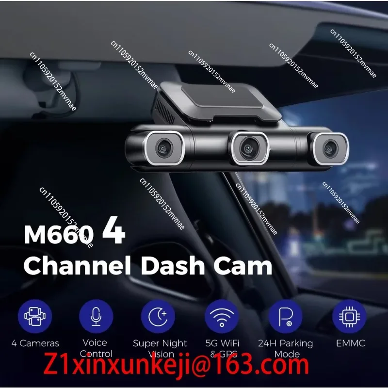 Dashboard Cam M660 2K + 3 * 1080P 4CH Vehicle DVR Global Positioning System 5g Wireless Built-in 128gb