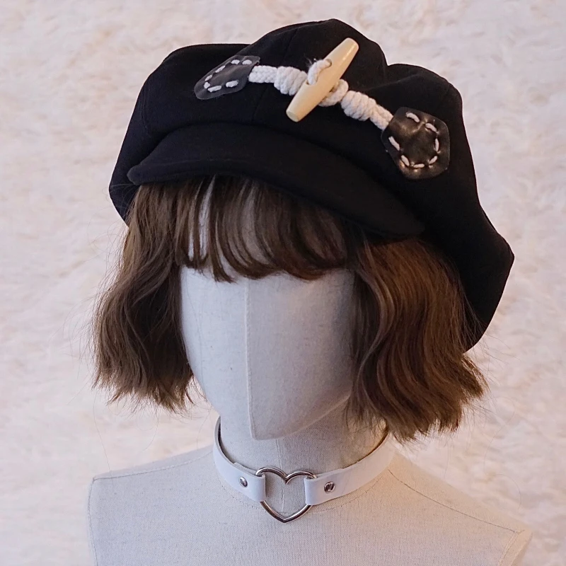 Japanese Women's Lolita Berets Cute Sailor Beret Gothic Wool Beret Fall Winter Hats for Women