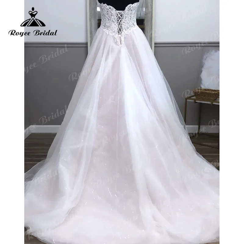 Vestidos دي نوفيا الأميرة الدانتيل صد تول الحبيب حجم كبير فستان الزفاف أنيقة رداء Mariage زي العرائس مخصص