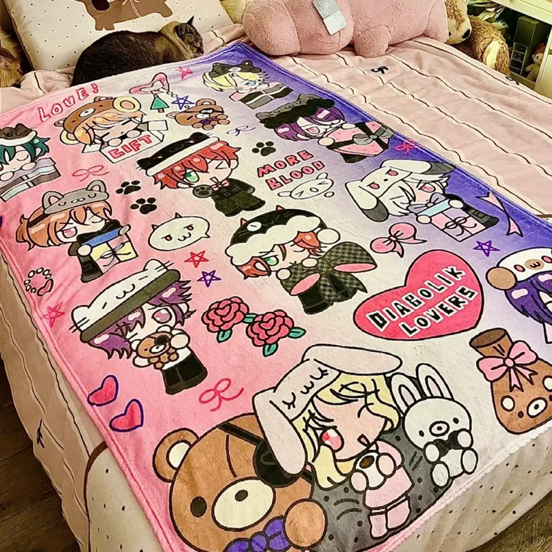 DIABOLIK LOVERS Cartoon Anime Flannel Blanket Throw Home Sofa Lunch Break Blankets Children Student Blankets Nap Gifts Cosplay
