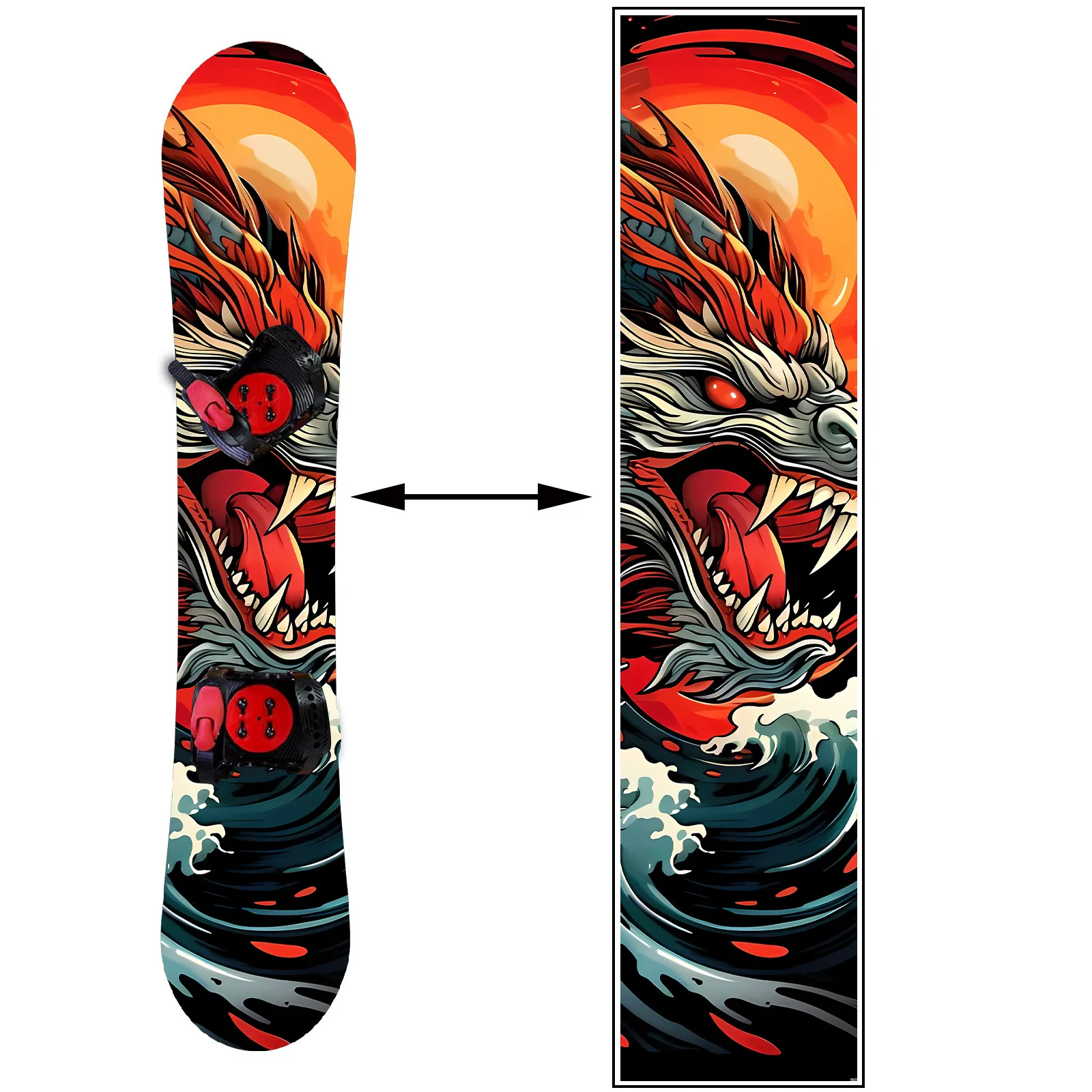 

1 модная крутая наклейка с красным волновым драконьим узором, модная наклейка для сноуборда, персонализированная декоративная наклейка для сноуборда, наклейка для сноуборда.