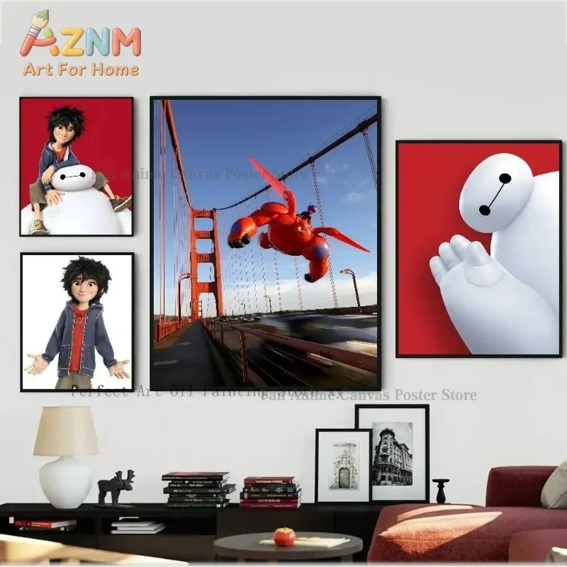 

AZNM Disney Big Hero 6, Хиро Хамада, художественный принт на холсте, иллюстрация персонажа-мальчика в повседневной одежде, декор для стен, анимация