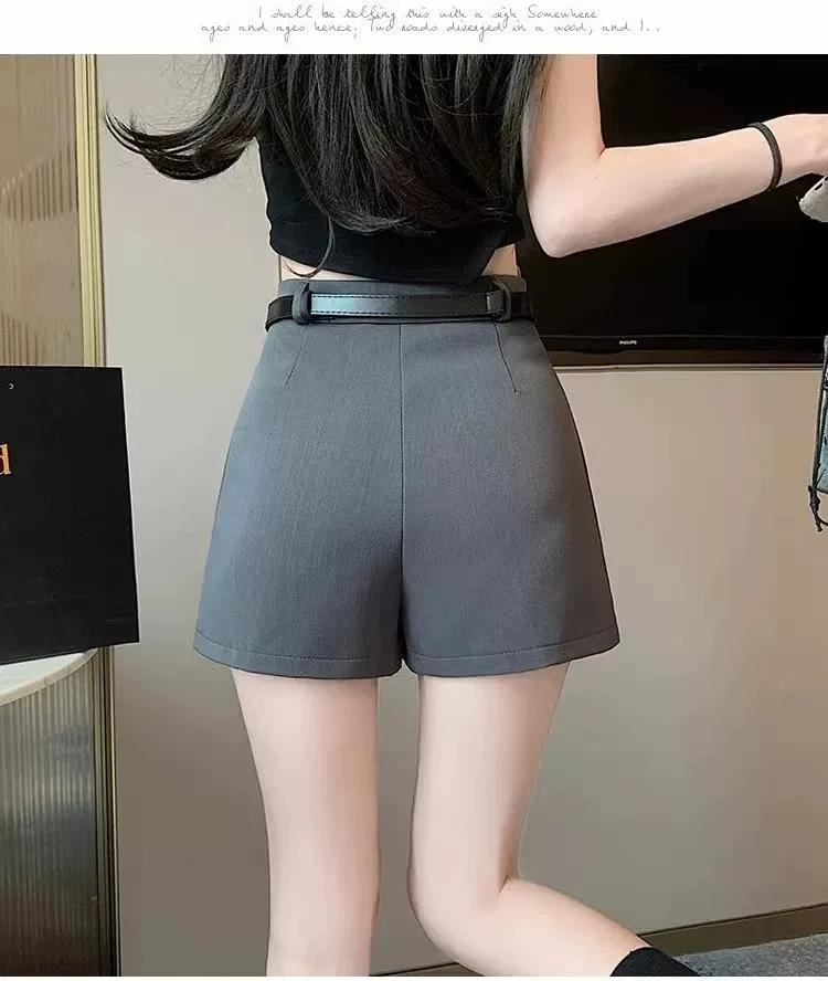 Anzugshorts, Stiefelhosen, Damen-Sommerhosen mit hoher Taille, lockere Passform, figurformend, weites Bein, „Spicy Girl“-Stil, A-Linien-Shorts, für kleinere Statur. – Detail 9