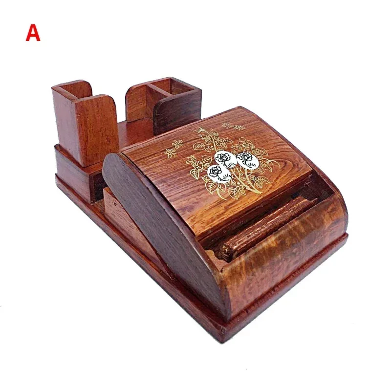 Solid Wood 16 Regular Storage Box Holder Automatic Ejection Case Lighter Cigarettes Case Box with Flower Pattern for Smoking