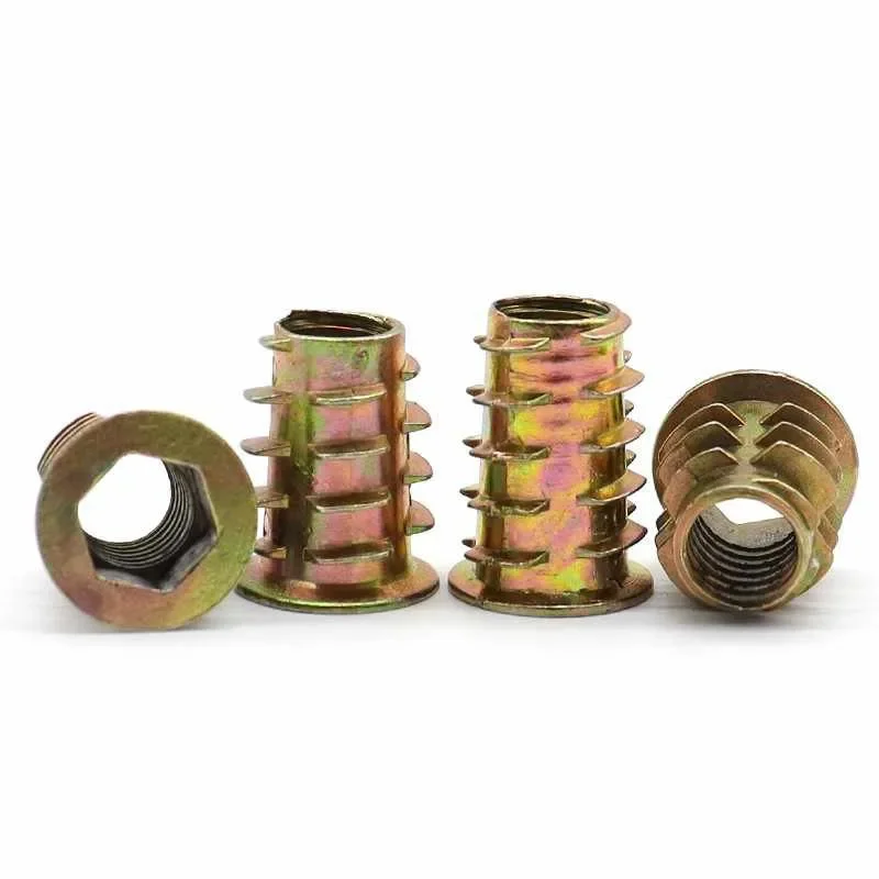 10 unidades M4 M5 M6 ~ M10 Kit surtido de tuercas de inserción de madera roscada de enchufe hexagonal de aleación de Zinc, conector de tornillo de perno métrico para muebles de todos los tamaños