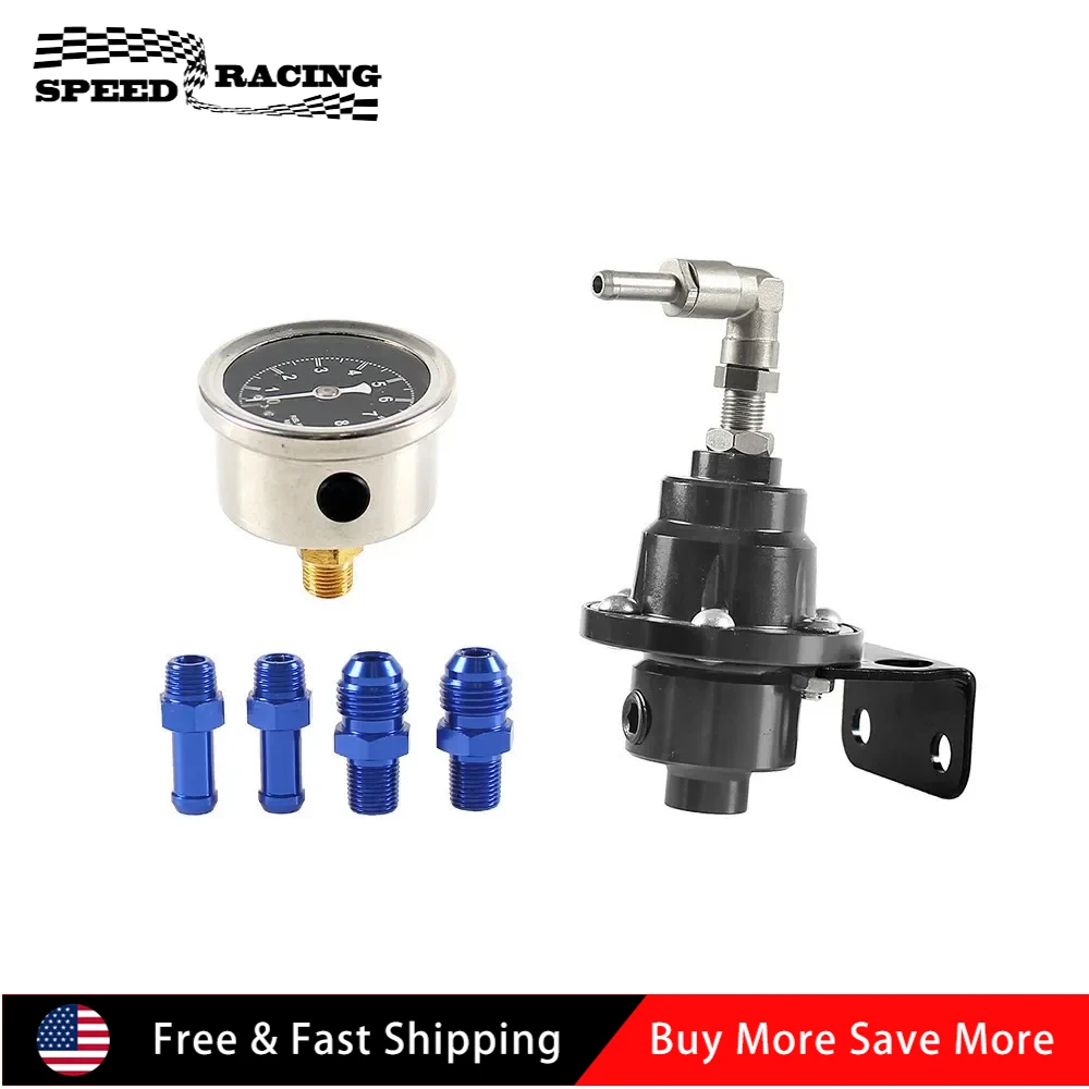 調整可能な燃料圧力レギュレータ ゲージキット付き アルミニウム車両再取り付け燃料スーパーチャージャー調整バルブ FPR-1002
