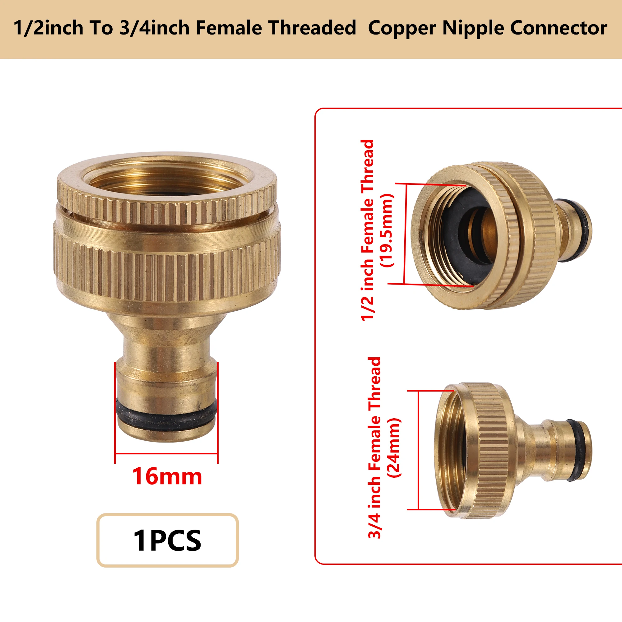 Conector rápido de latón para lavadora, adaptador de riego, accesorios de manguera de agua rápida, rosca de 1/2 \