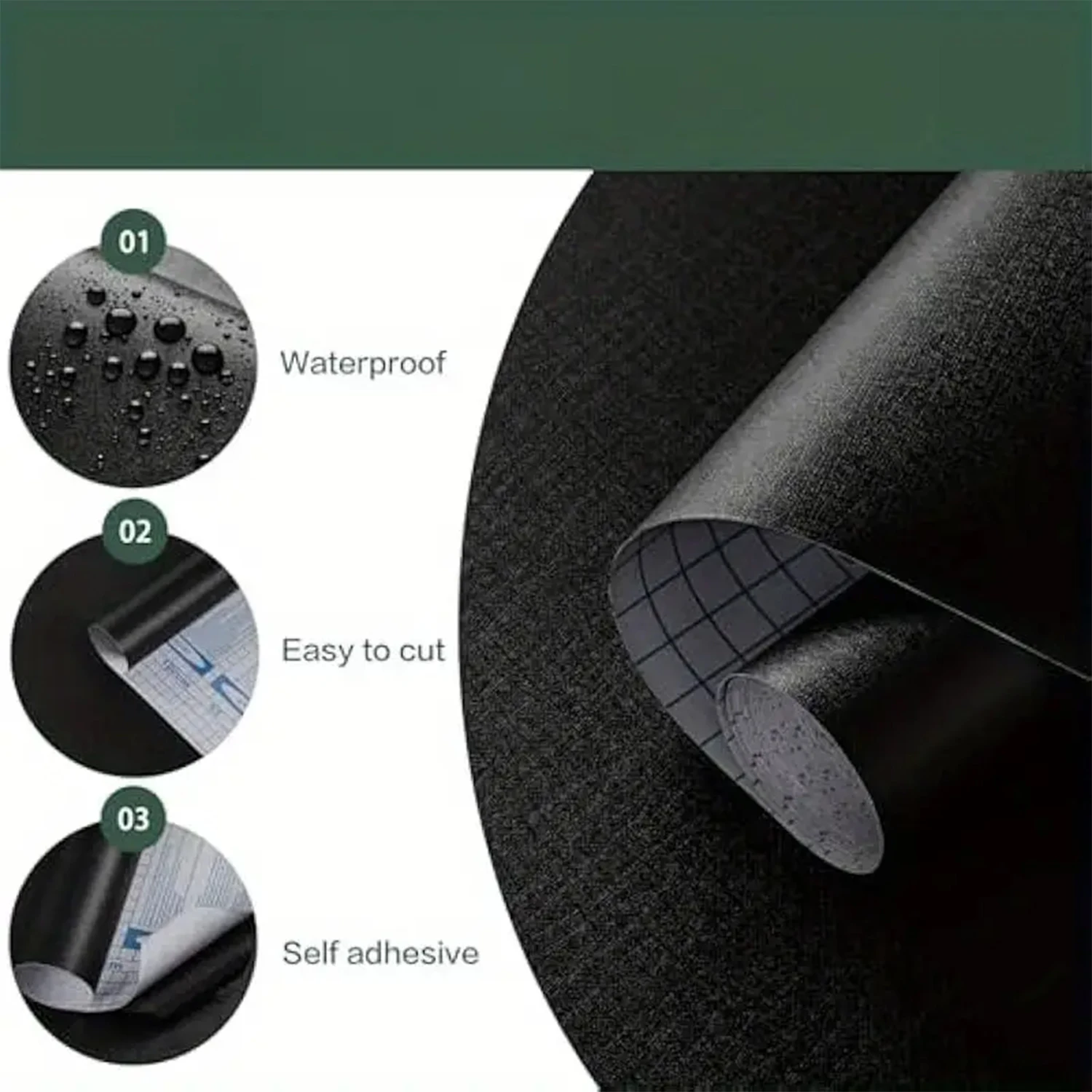 Black Waterproof Self-Adhesive Wallpaper & Silk-like PVC Film: Best for Bathroom, Cafe and Bedroom Makeovers