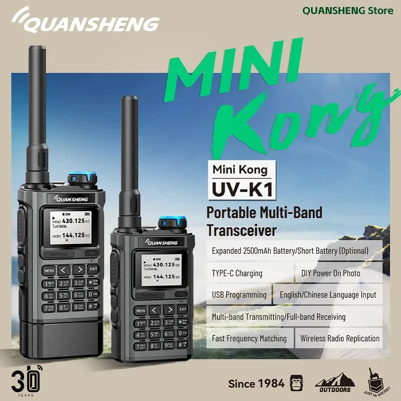 Quansheng UV K1 Mini Walkie Talkie Set Nirkabel Berburu Berkemah Jarak Jauh Radio Komunikasi Ham K6 Walkie Talkie Transceiver
