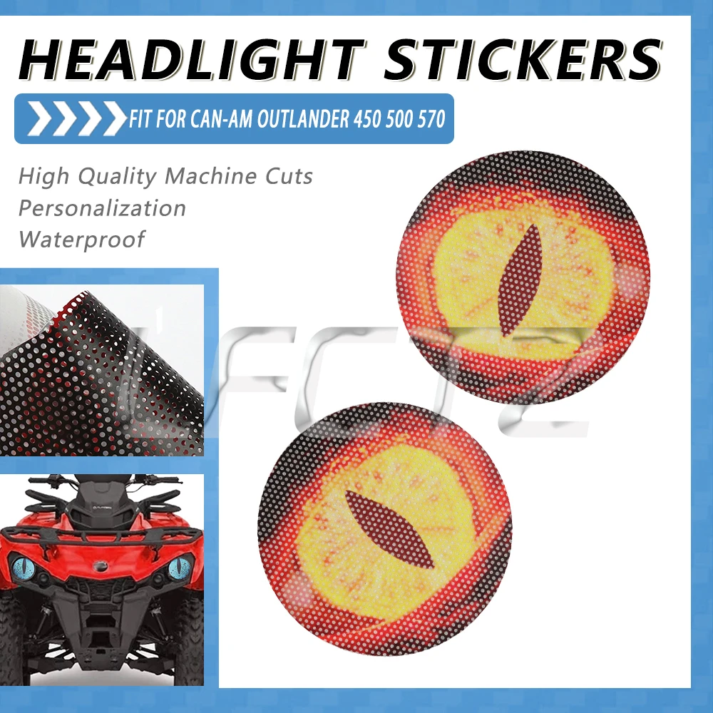 ATV Headlight Eye Graphics Protective Stickers Headlamp Decals Fit for Can-Am Outlander 450 570 T Max 450 570 L Max 450 500 G2L