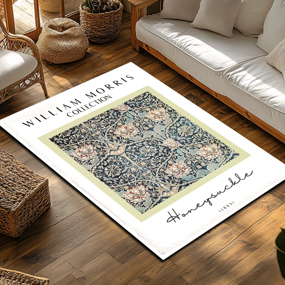 سجادة كلاسيكية لمنطقة الأزهار من ويليام موريس على الطراز الفارسي لديكور المنزل ممسحة غير قابلة للانزلاق سجادة بوهيمية بتصميم تقليدي سجادة أرضية