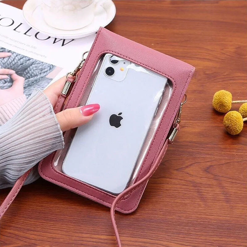 Cute Cartoon Pattern Touch-Screen Phone Bag for Women - Slim Transparent Crossbody Bag Mini Shoulder Pouch Wallet view 3