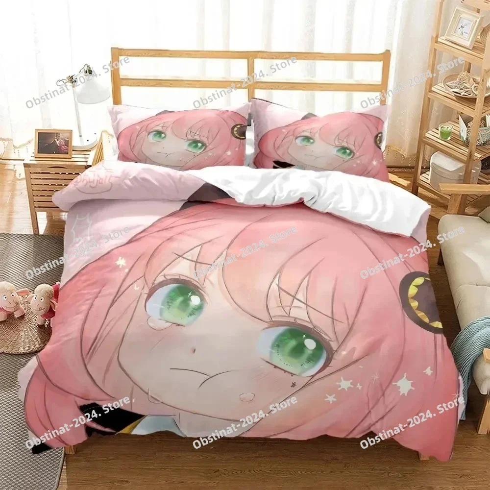 

Anime Spy × Family Anya Printed Bed Set Duvet Cover Pillowcase Bedding Set Bed Linen Sheet Quilt Cover Full Queen King Size