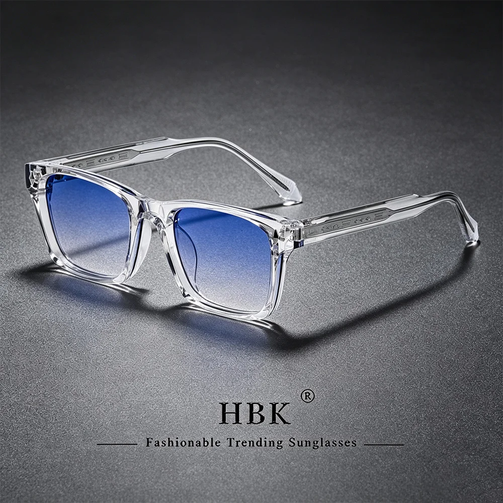 Lunettes de soleil carrées HBK Fashion pour hommes, monture en propionate de cellulose, style vintage, pour femmes, idéales pour les voyages et le travail en extérieur