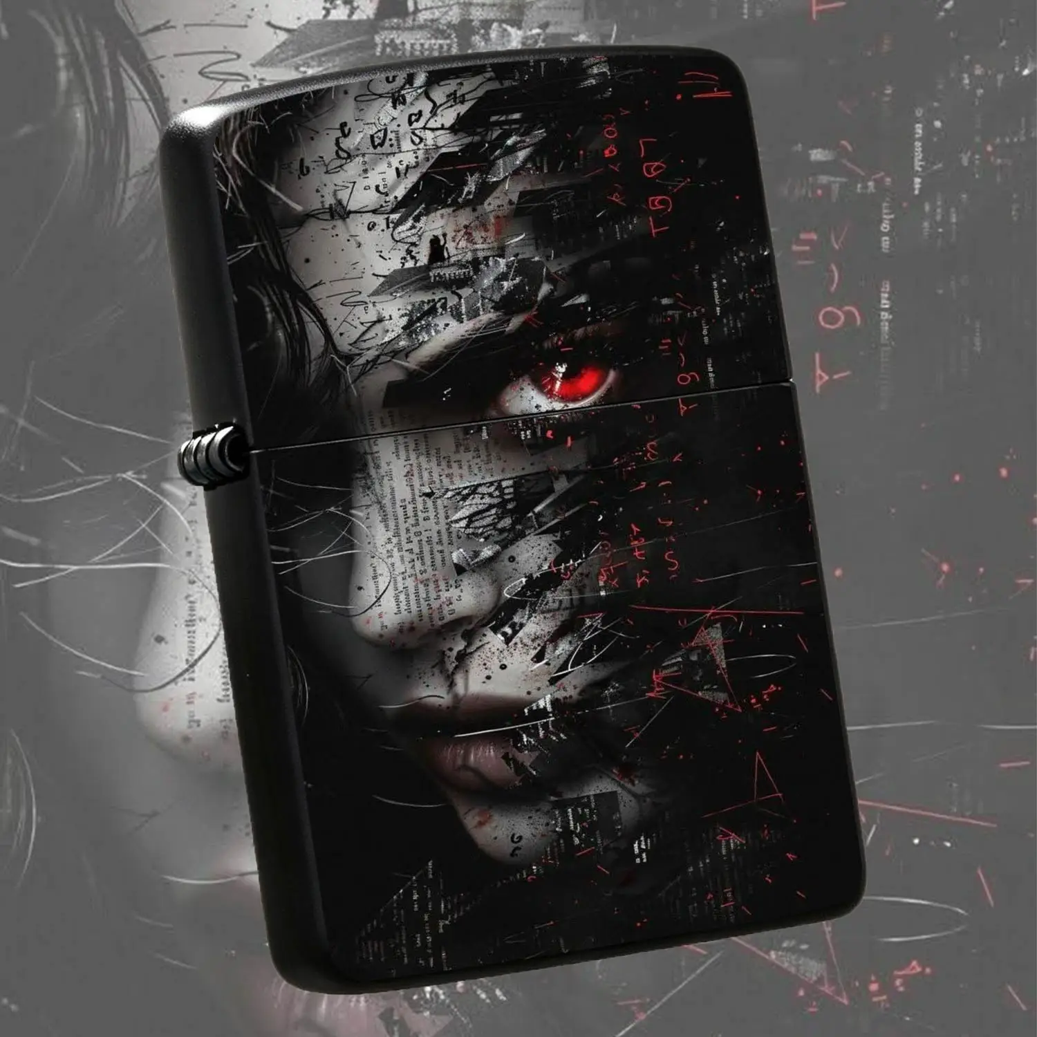 Dark Cyber Red Eye Art Print Lighter, Stylish Portable Accessory For All Daily Occasions, Unique Trendy Gift For Friends And Hobbyists, High Recognition Durable Creative Item With Strong Aesthetic Decorative Effect A Humorous And Interestin