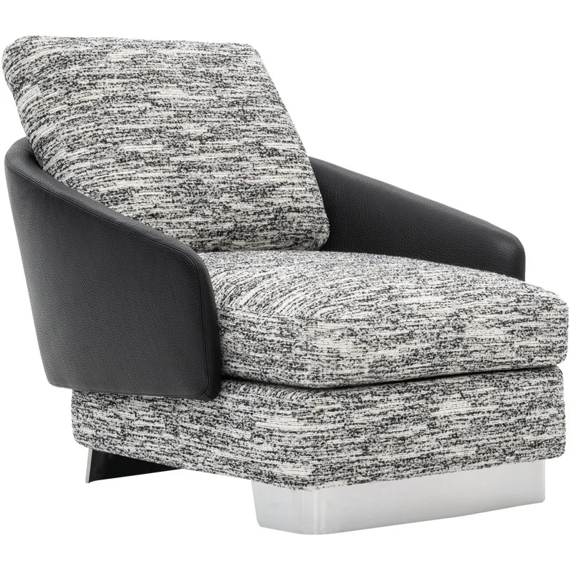 

Light luxury single sofa chair stainless steel metal foot Italian cloth leather art designer leisure chair