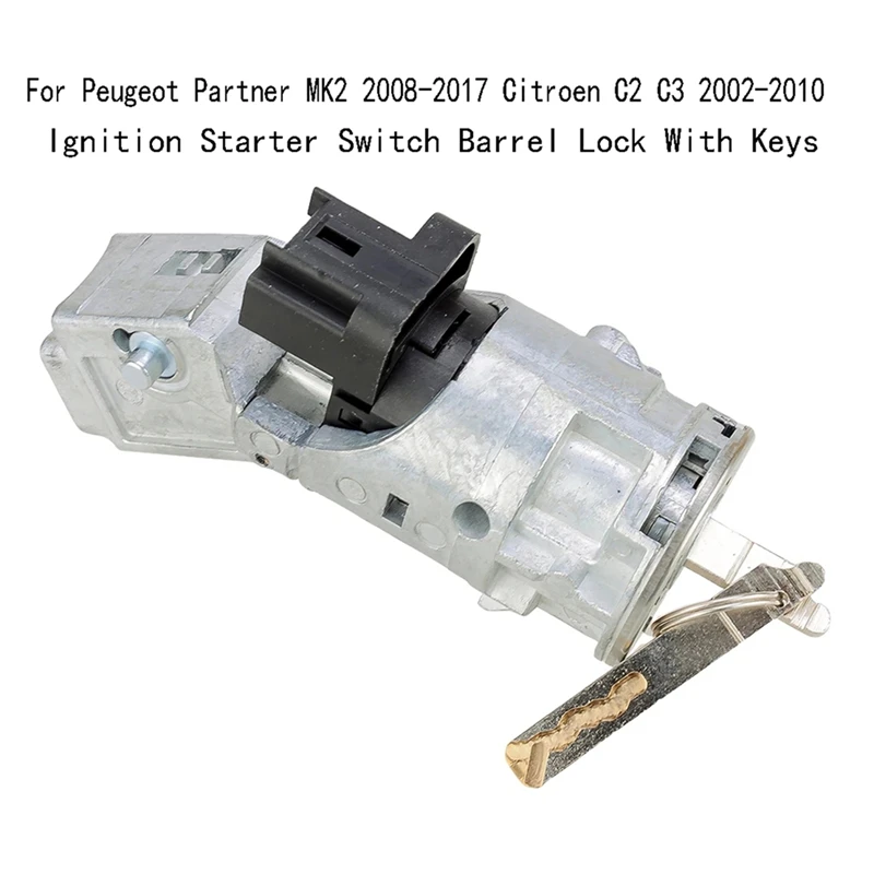 Ignition Starter Switch Barrel Lock With Keys For Peugeot Partner MK2 2008-2017 Citroen C2 C3 2002-2010