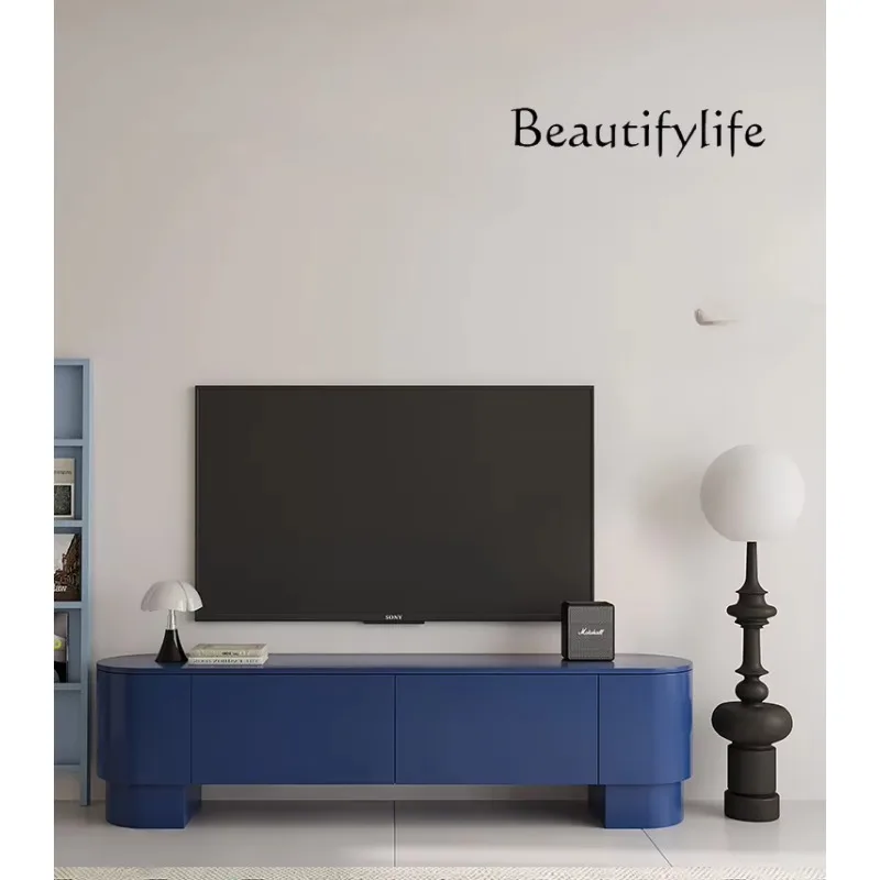 

French Cream Style TV Cabinet Nordic Light Luxury Storage Floor Cabinet Simple Modern Anti-Collision Video Cabinet