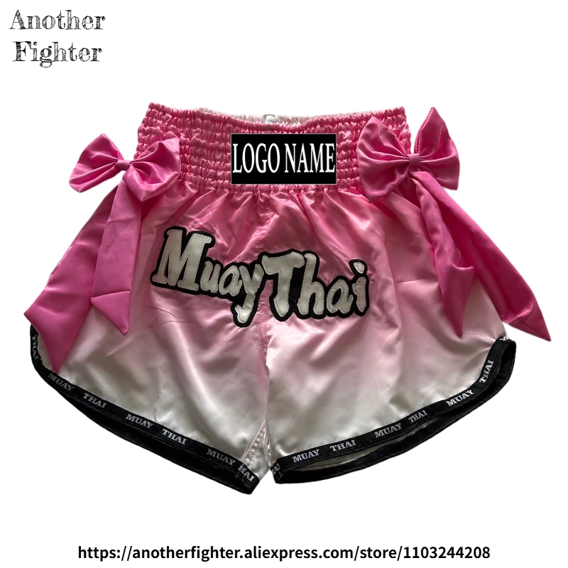 

Шорты для муай-тай, индивидуальный пошив, тайские боксерские шорты с бантом, для мужчин, женщин и детей, премиум-класса, для единоборств, ММА, бразильского джиу-джитсу, тренировок, кикбоксинга