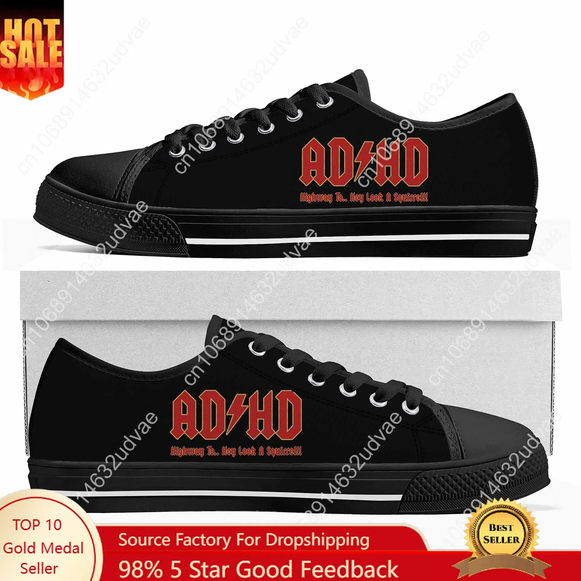 Go All Out Adult ADHD Highway to Hey Look A Squirrel Funny Music Low Top Sneakers Mens Womens Teenager Sneaker Print Casual Shoe