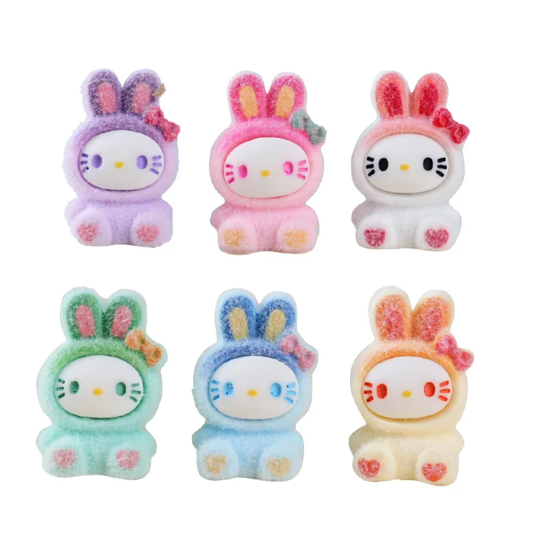 6pcs Anime Rainbow for HelloKitty Doll Creative DIY Resin Doll ornaments crafts high-end desk decorations For Christmas Gifts