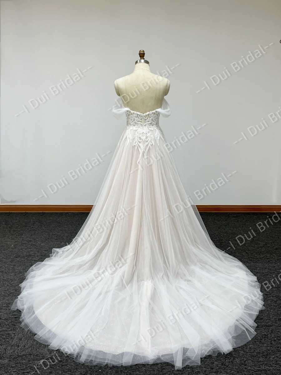 Vestido de casamento leve Boho com camada de brilho, ombro, querida, estilo personalizado, novo, 2024