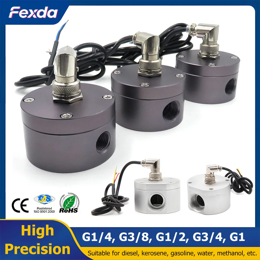 High Precision Oval Gear Flow Meter Aluminum Alloy Hall Flowmeter Liquid Flow Sensor G1/4 G3/8 G1/2 G3/4 G1 Internal Thread