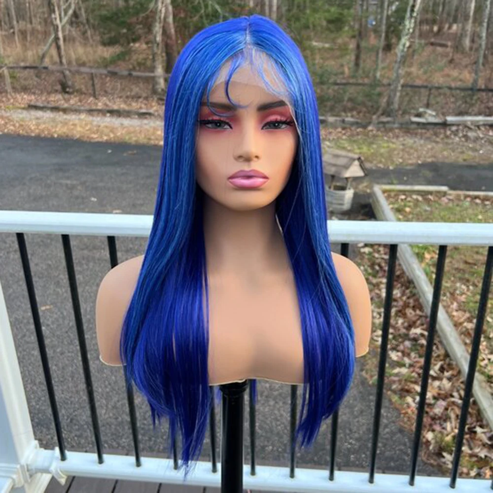 Charisma 13X4 Synthetic Lace Front Wigs Long Silky Straight Hair Blue Lace Wigs Cosplay Daily Use Halloween Glueless Wigs