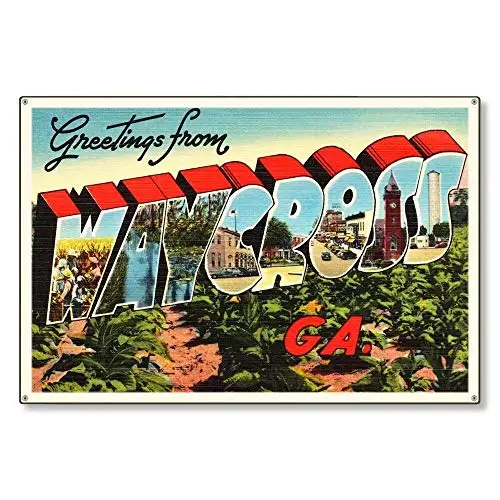 

Metal Tin Sign Waycross Georgia Ga Travel Postcard Pub Bar Retro Poster Home Kitchen Restaurant Wall Decor Signs 12x8inch