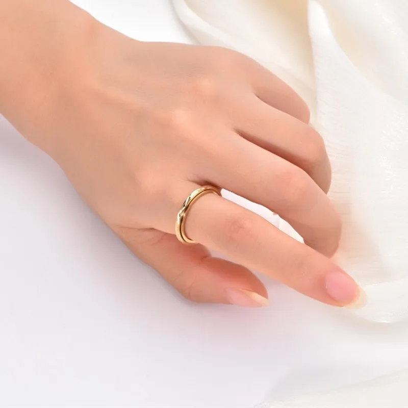 Stainless Steel Thin Faceted Spinner Ring Wedding Band for Women Girl Size 5-10