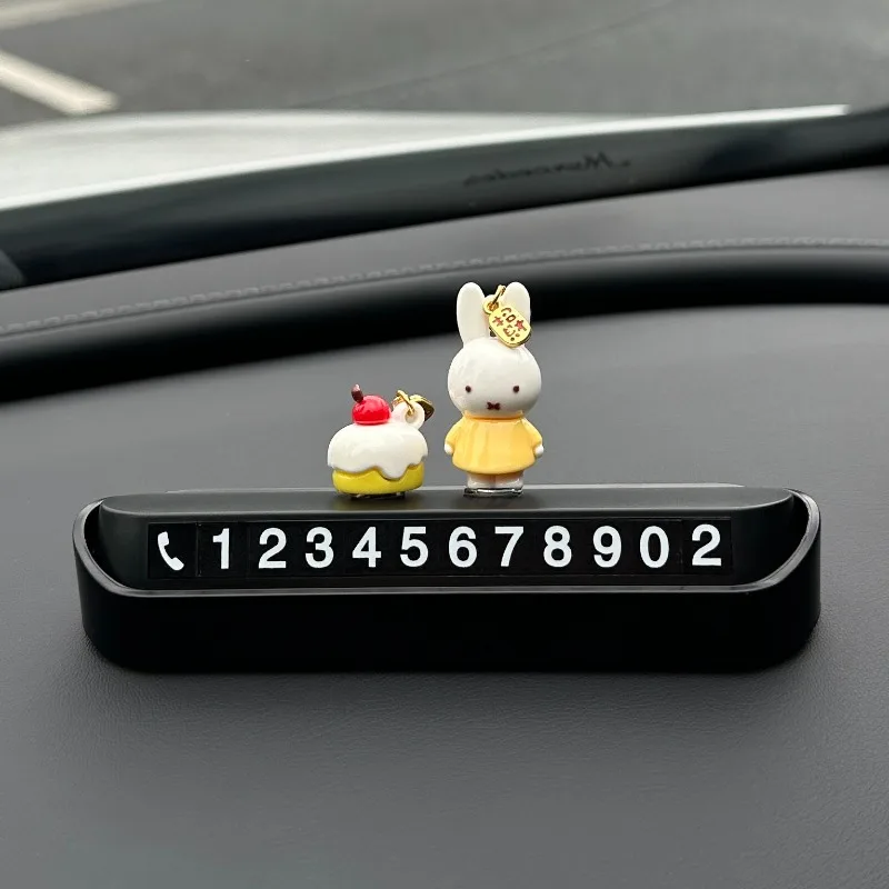 Anime Miffy Boris Car Temporary Parking Sign Phone Number Plate Moving Contact Ornament Dashboard Interior Decoration Creative - view 6