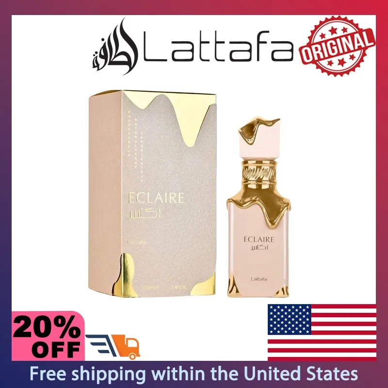 Lattafa Eclaire Eau de Parfum Spray para mujer 100ml Perfumes árabes originales Perfume de fragancias Gourmand afrutadas florales de larga duración