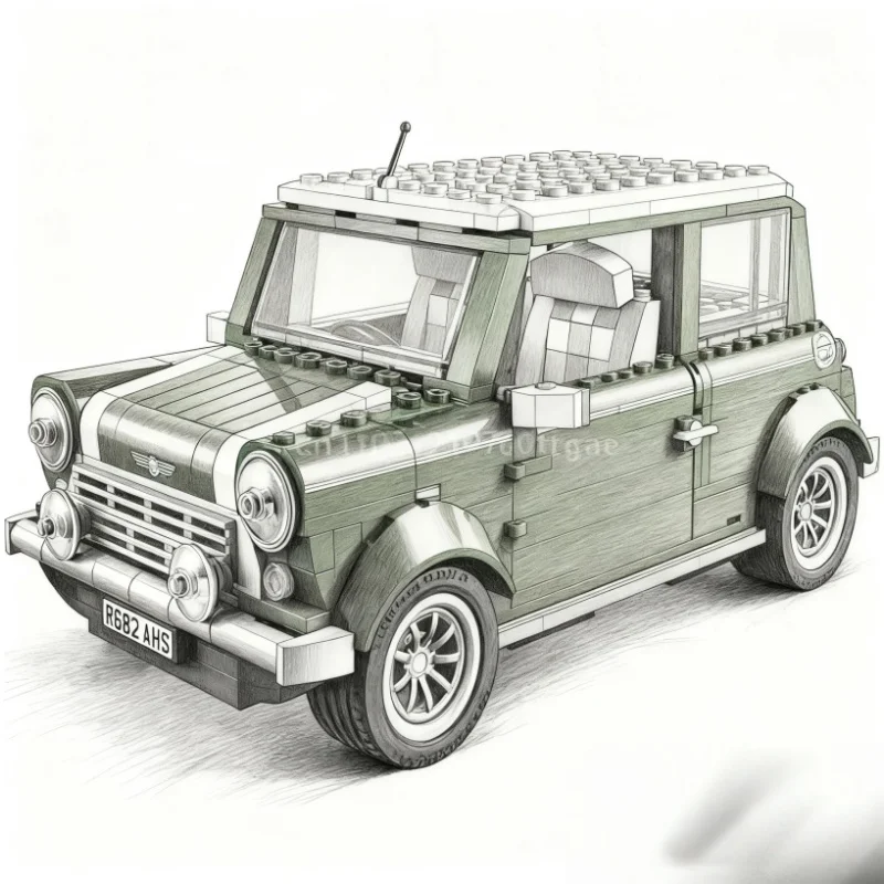 

2025 New green car building block model assembly technology building block series toys children adult Christmas gifts