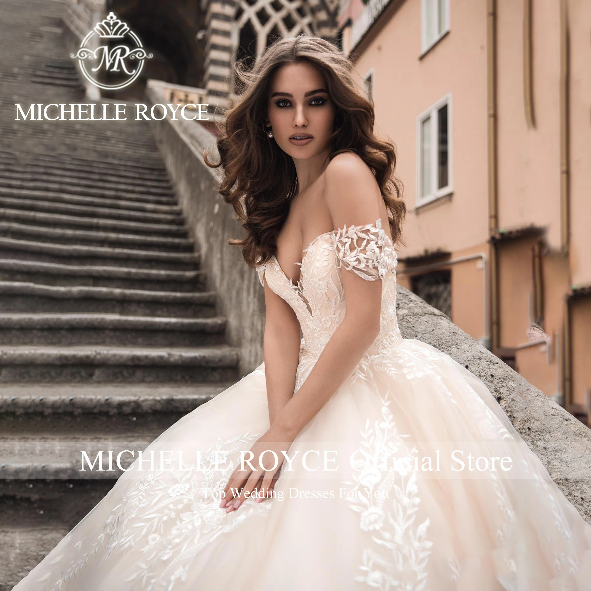 Michelle Royce A-Line Wedding Dresses For Women Sexy Bride Sweetheart Off The Shoulder Appliques Wedding Gowns Vestidos De Novia