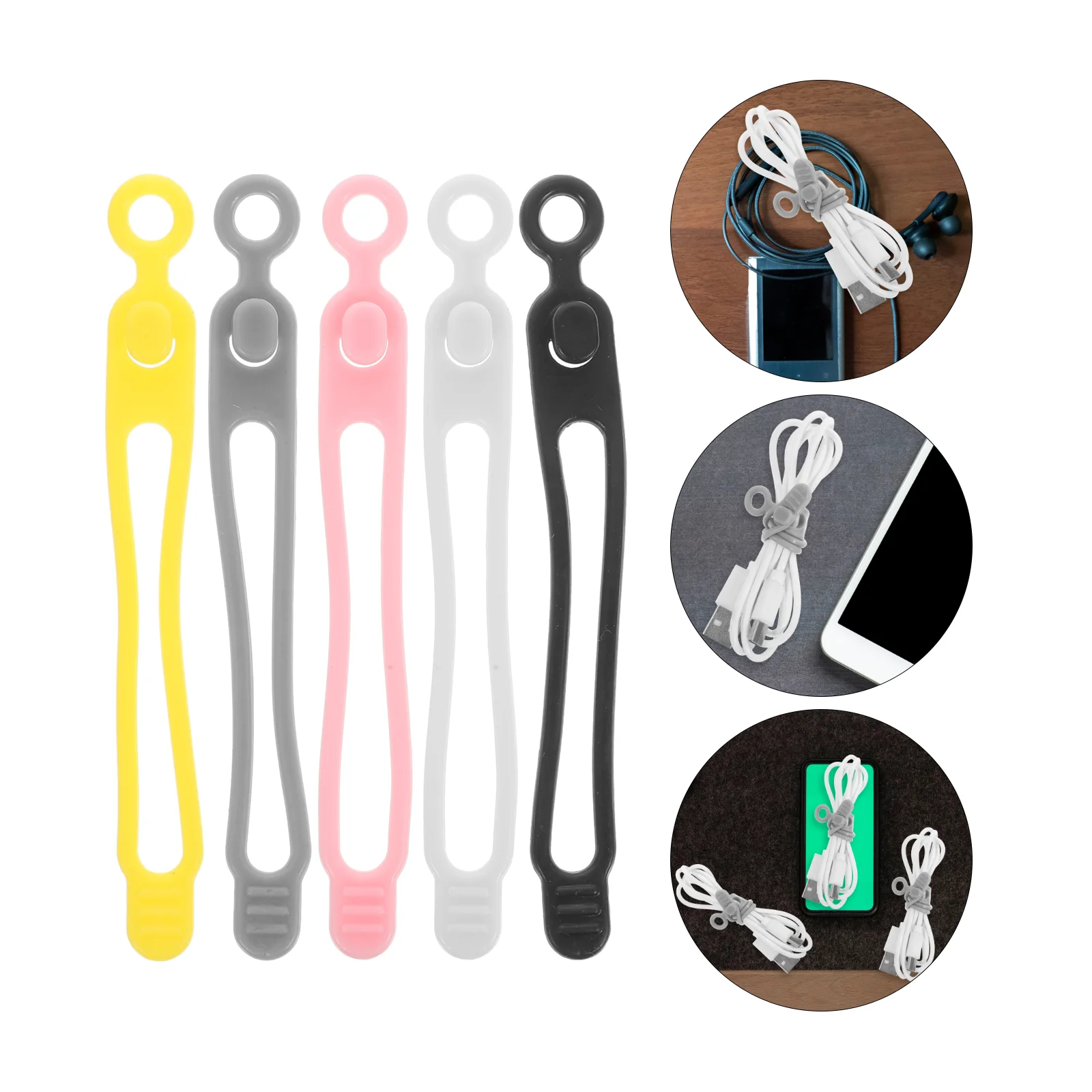 

30pcs Silicone Cable Ties Wire Ties Cord Straps Organizer Cable Organizing Tool cord management strap