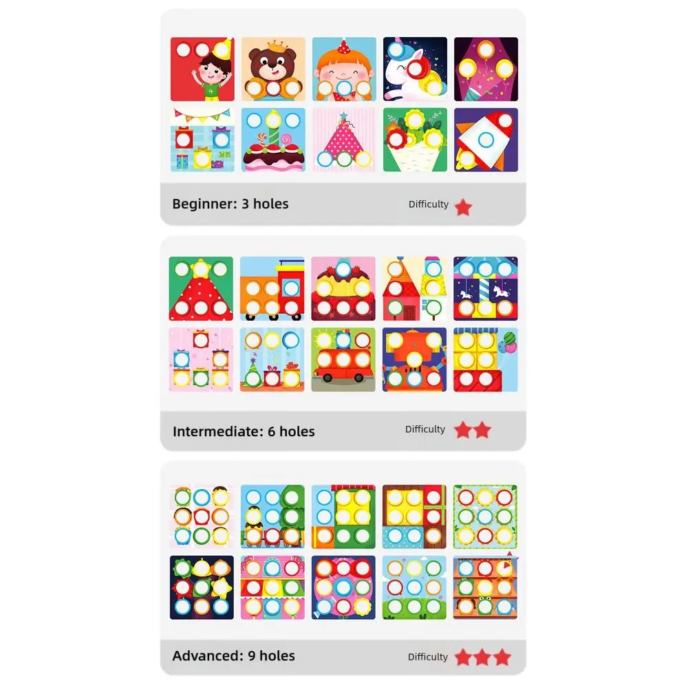 Multicolor Color Sorting Puzzle Game 30 Themes Wood Mushroom Nail Puzzle Jigsaw Toy Cartoon Pattern Interactive Design