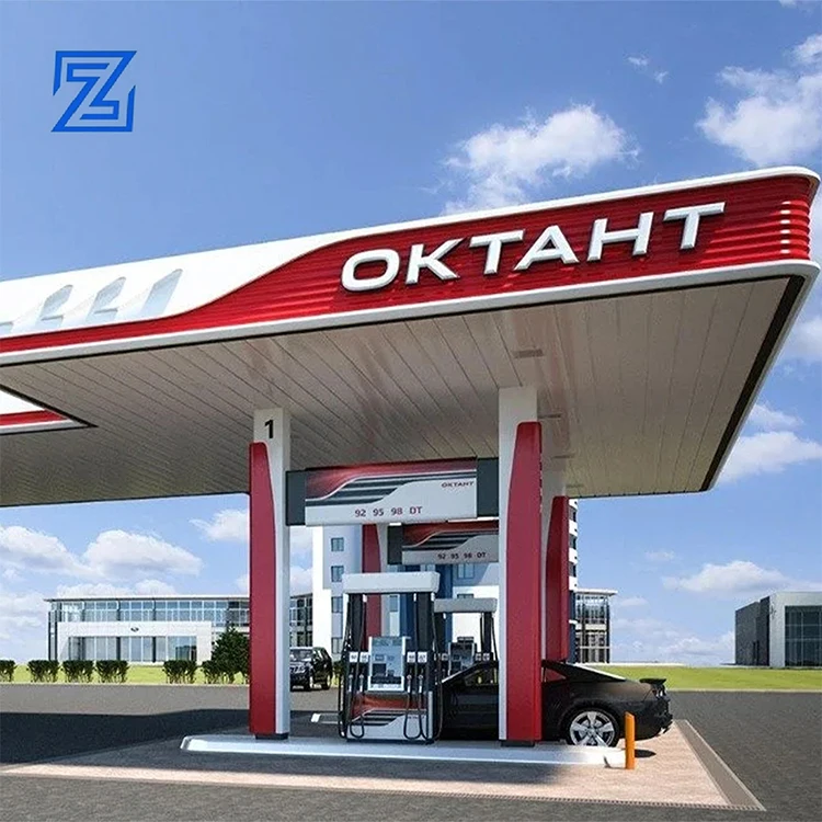 Modern Design Gas Station Stainless Steel Construction Canopy Illuminated Pylon Totem Sign Wholesale Petrol Station Products
