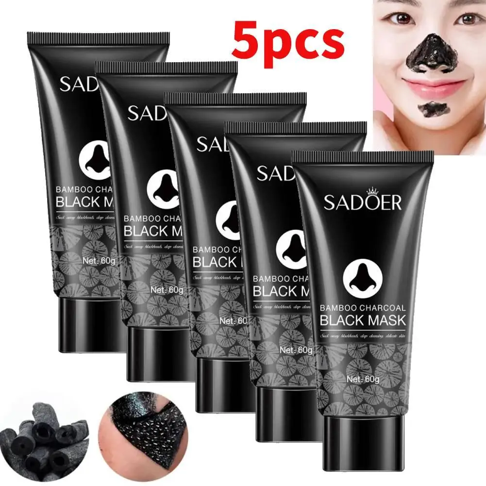 5pcs/set Deep Cleansing Black Mask Bamboo Charcoal Blackhead Remover Face Mask Skin Care Peal-off Nose Mask