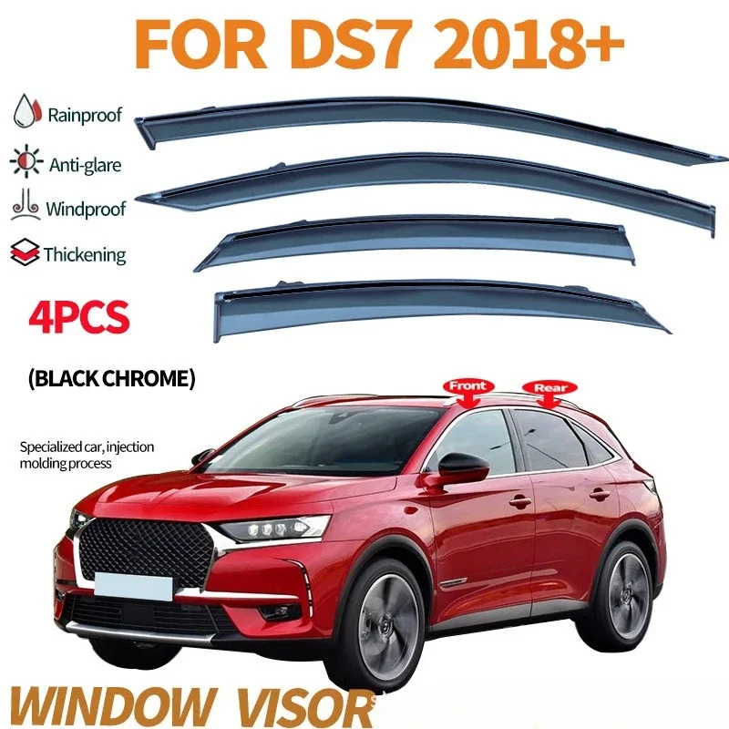 Fits for CITROEN DS7 Crossback 2018+ Window visor Car Sun Rain Guard Vent Shade Deflector Wind Weathershield Moulding Trim