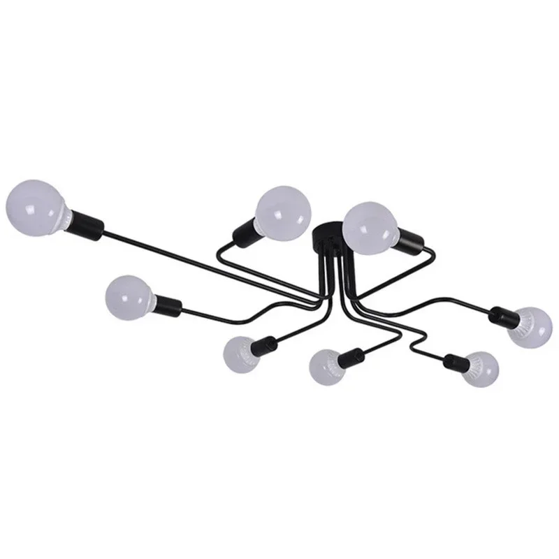 GEFENSI Multiple Rod Metal Chandelier Vintage Lron Ceiling Lamp Edison E27 Bulb Lamparas For Home Lighting Fixture Nordic Kitche